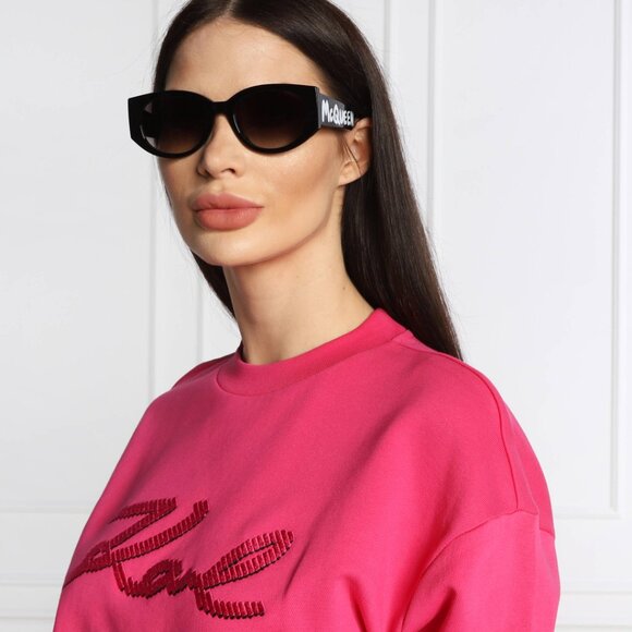 Alexander McQueen AM0330S 001 Oval Sunglasses - Black/Grey - Picture 3 of 10